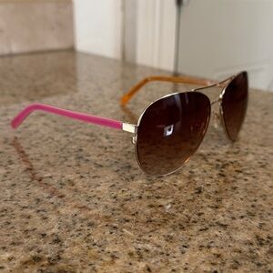 Lilly Pulitzer Finley Aviator Sunglasses Polarized Gold Metallic Pink Orange